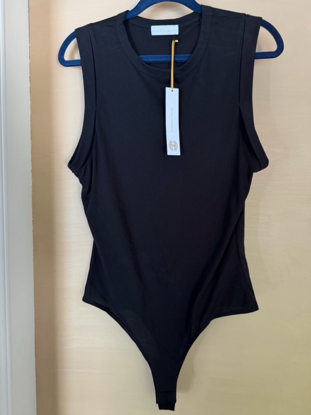 House of Harlow 1960 Black Bodysuit NWT Size S Sleeveless Cotton USA Made - Picture 3 of 13